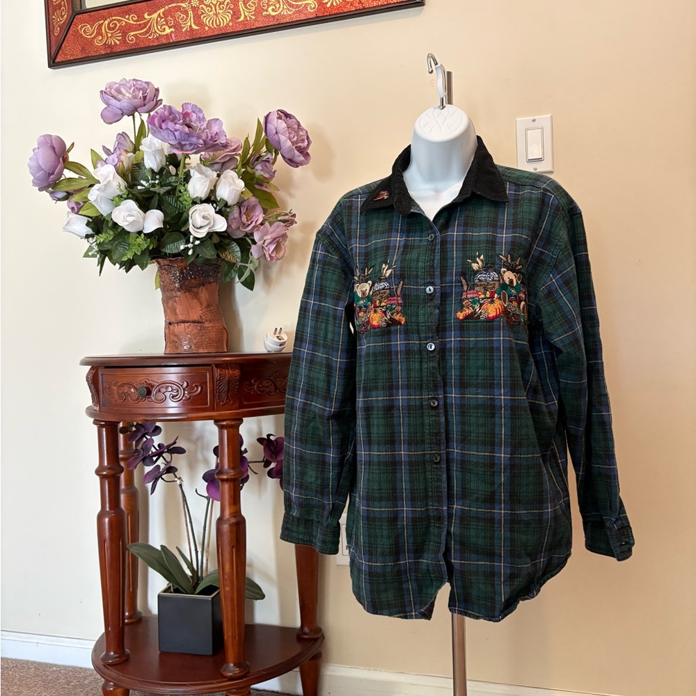 Quizz Again Green Plaid Shirt